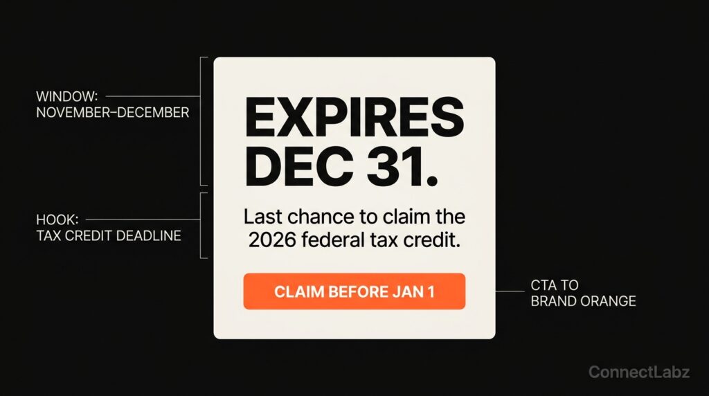 High-urgency year-end solar ad card with the headline Expires Dec 31, focusing on the final chance to claim the federal investment tax credit.