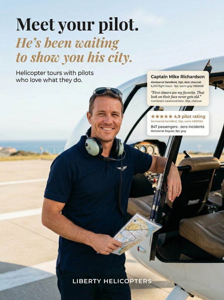 An image showing google reviews for pilot rating depicting the pilot standing with the helicopter