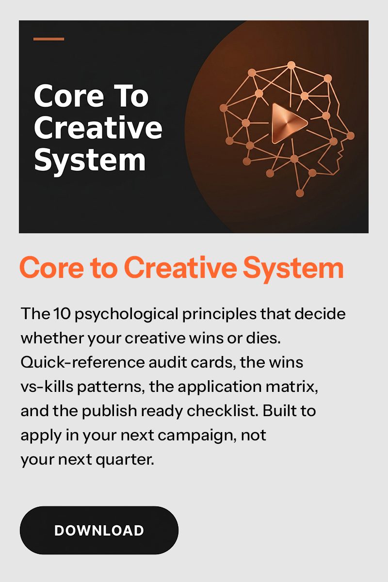 A thumbnail showing the core to creative system which is a system and a series of frameworks which can help anybody create winning ad creatives using proven patterns