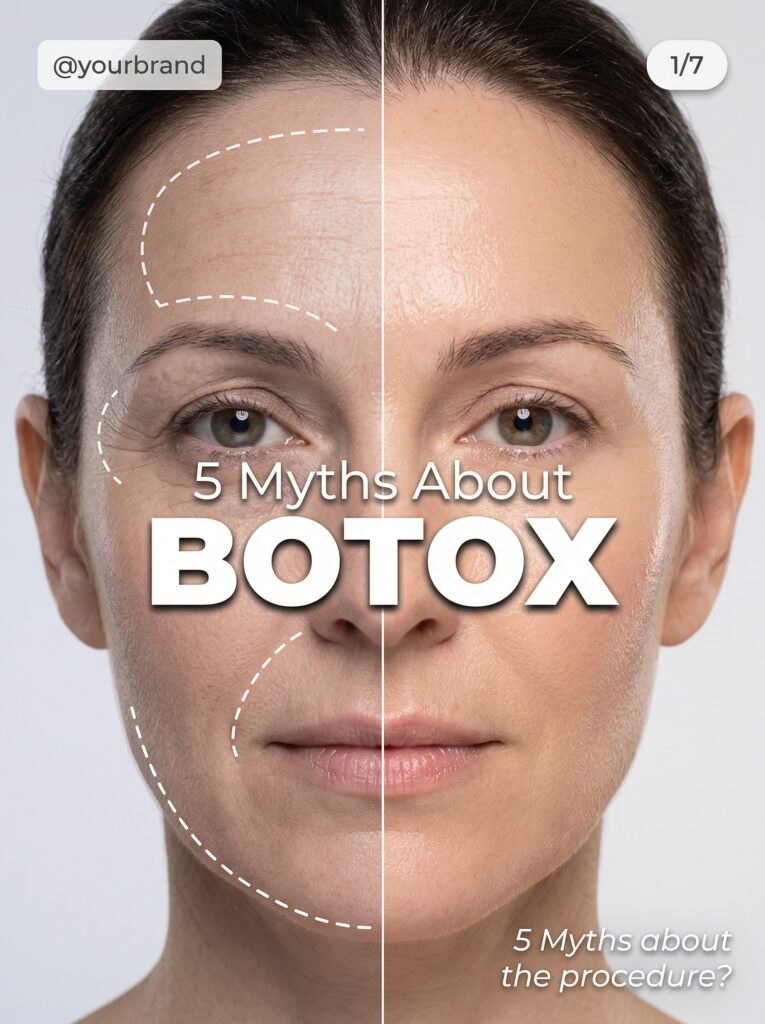 A myth-busting comparison ad about Botox. This ad is used as a Facebook ad for Med spas.