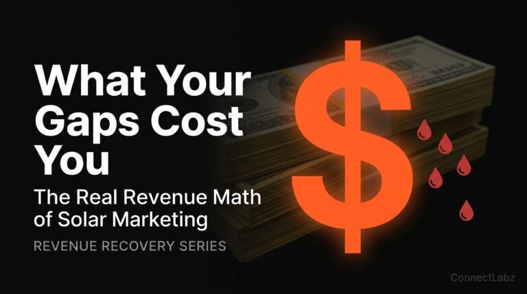A brand orange dollar sign beside red drip icons representing revenue leaks on a black background, with the title What Your Gaps Cost You.